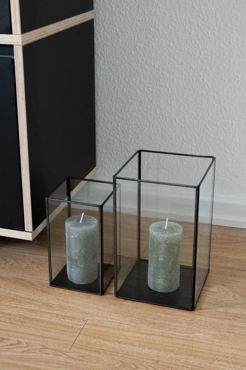 LaLe Living Vintage Laterne Batu 2er Set aus Eisen in Schwarz Auslauf