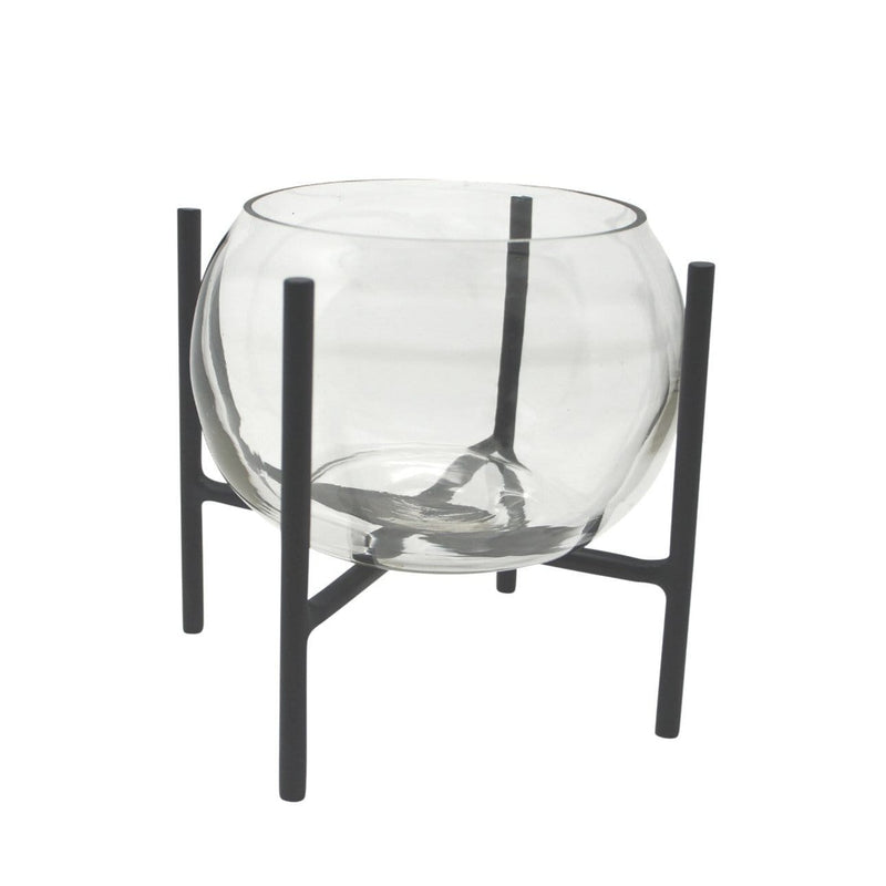 LaLe Living Vase Arzu aus Glas & Eisen in Schwarz, 18 x 23 cm Angebote