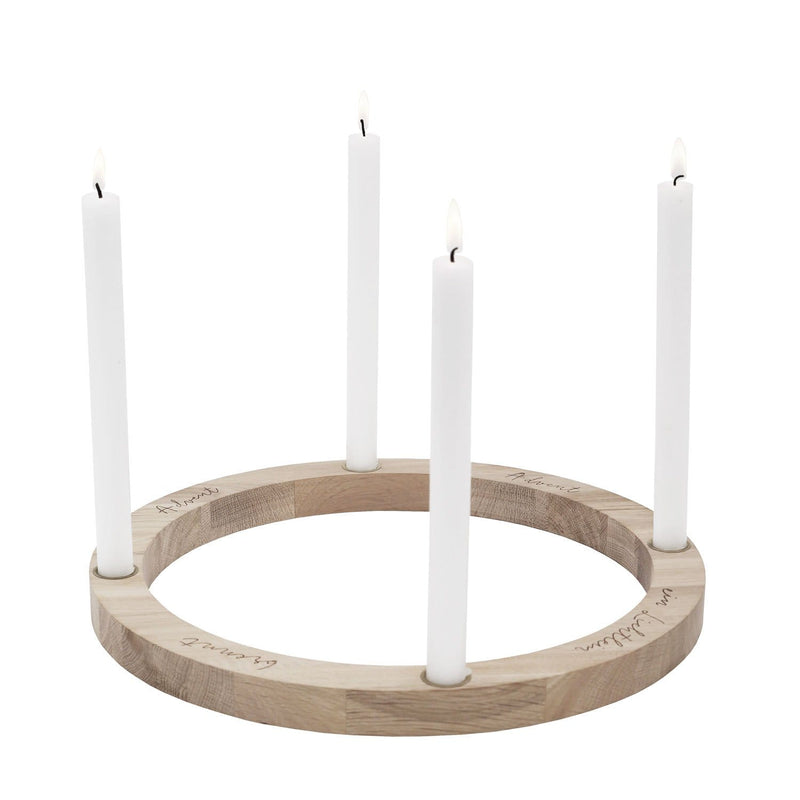 Eulenschnitt Adventskranz aus Eiche, Ø 36 cm