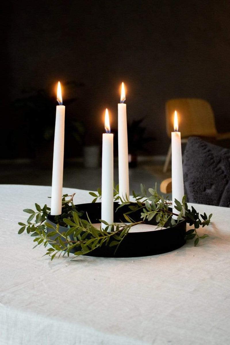LaLe Living Ring-Kerzenständer "Onyx" aus Eisen in Schwarz matt, Ø25x4cm Outlet