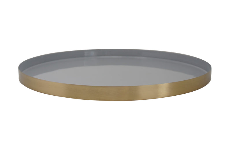 LaLe Living Dekotablett Isa rund in Gold/Grau mit Emaille, Ø34 cm Günstiger Verkauf