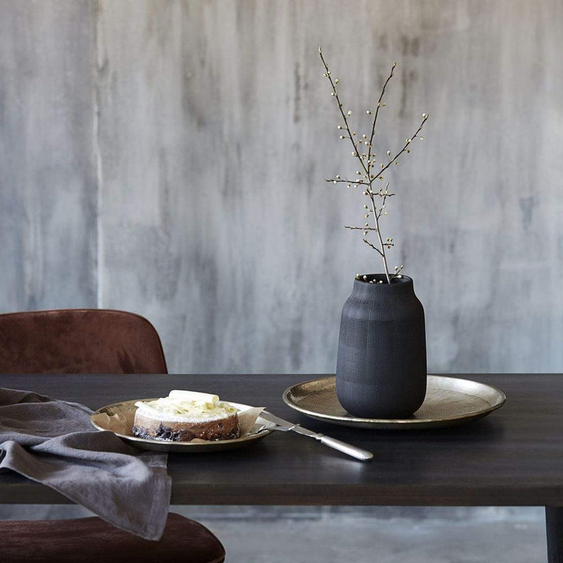 House Doctor Vase Groove aus Lehm in Schwarz, Ø 15cm, H: 22cm Online