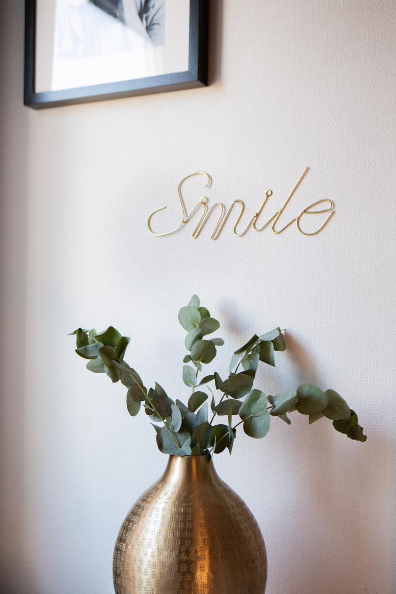 LaLe Living Deko Schriftzug Smile in Gold, 30 x 13 cm Outlet