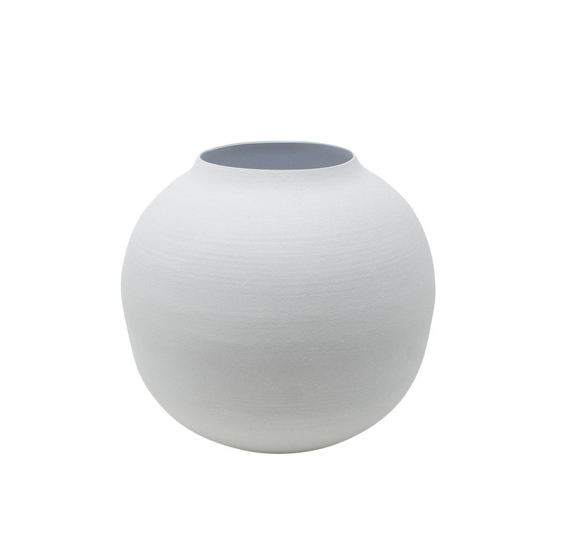 LaLe Living Vase "Soyah" aus Eisen in Weiß, Ø14,5x13,5cm