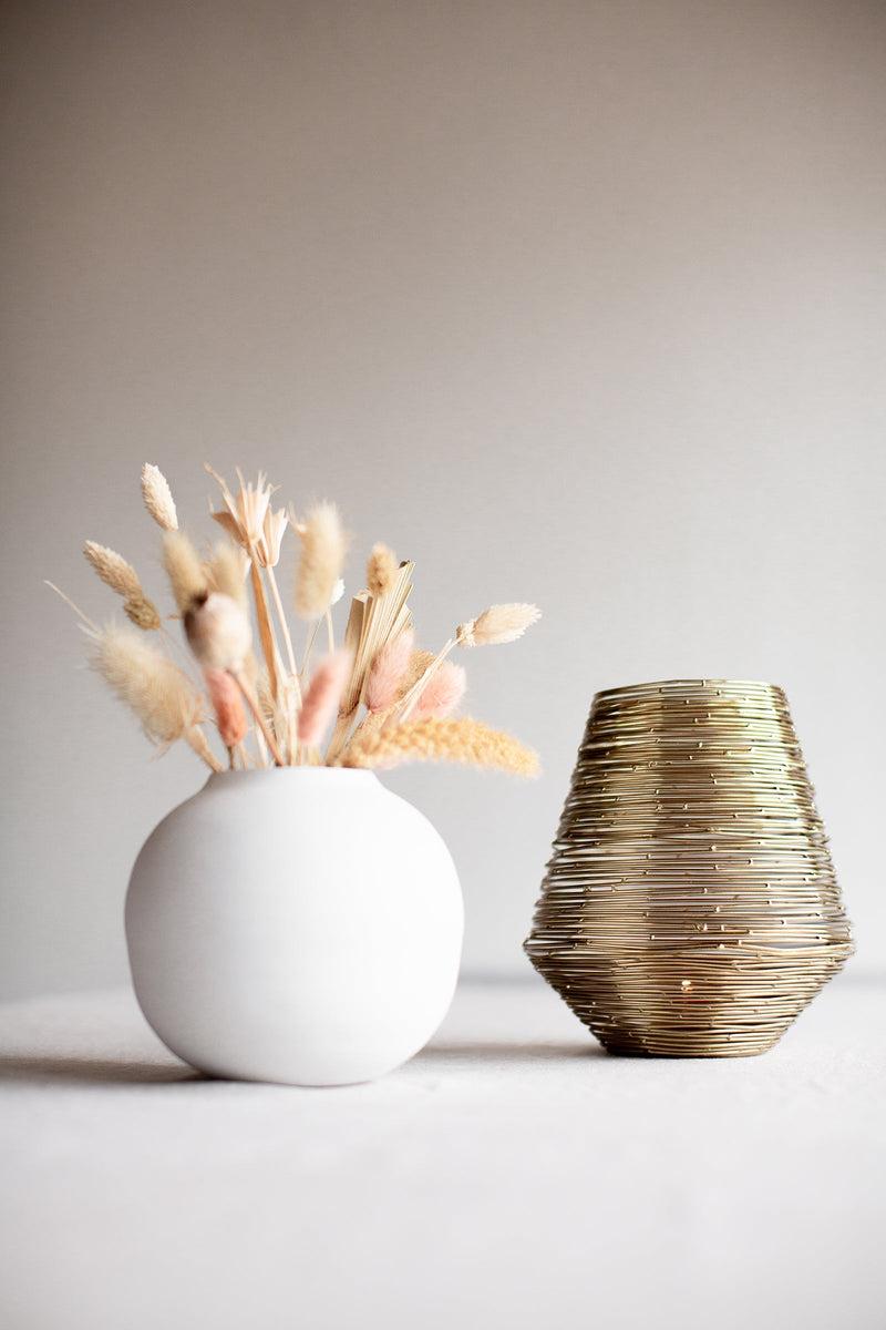 LaLe Living Vase "Soyah" aus Eisen in Weiß, Ø14,5x13,5cm Hotsell