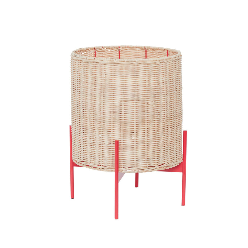 Hübsch Splint Blumentopf Naturfarben/Rot im Angebot