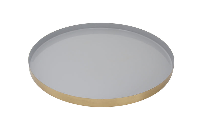 LaLe Living Dekotablett Isa rund in Gold/Grau mit Emaille, Ø34 cm