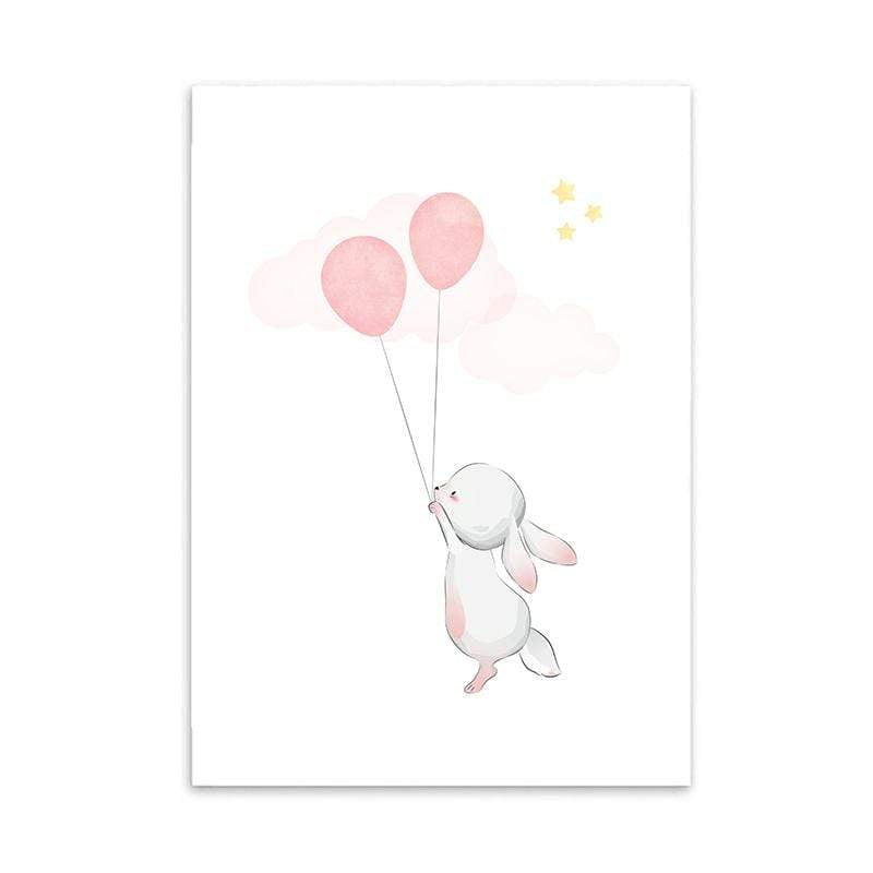 LaLe Living Bild Leinwanddruck Bunny mit rosa Ballon A3 / A4 Auslauf