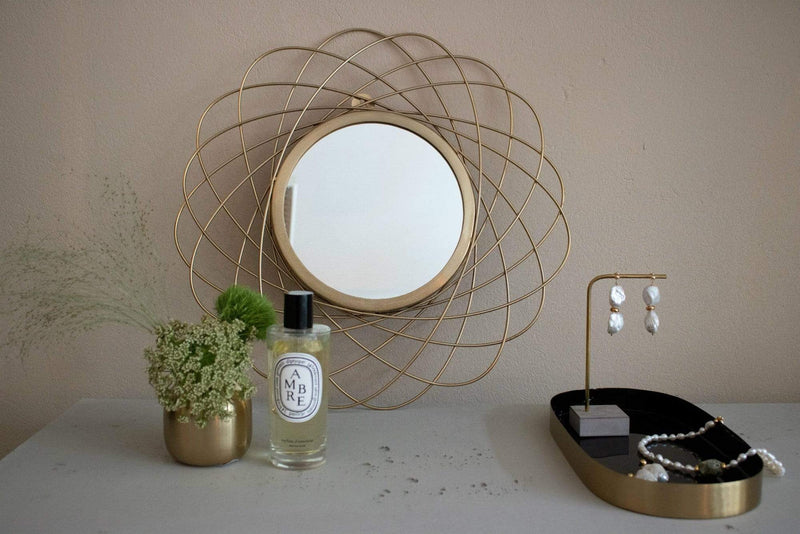 LaLe Living Wandspiegel "Ayna" aus Eisen in Gold, Ø44,5cm Schlussverkauf