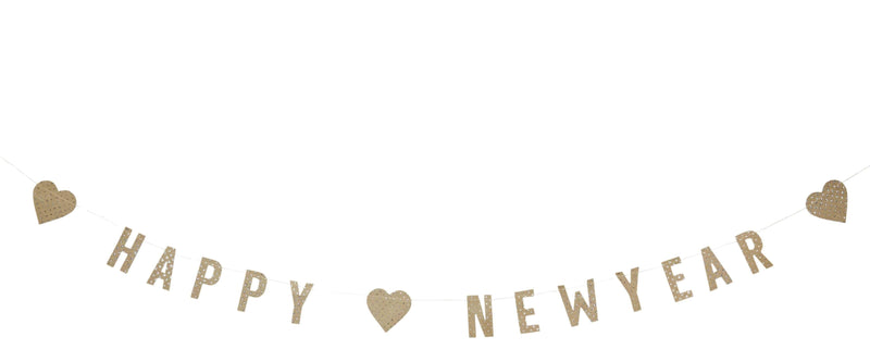 MADAM STOLTZ Happy New Year Girlande in Gold, 1m