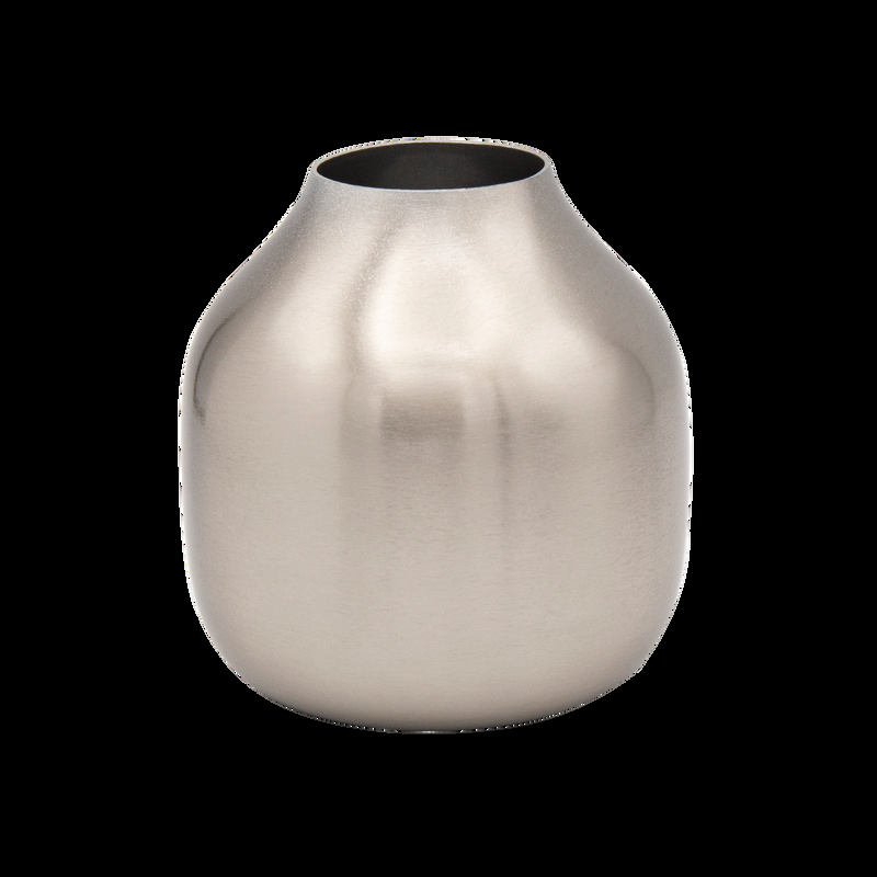 LaLe Living Vase "Basit" aus Eisen Silber, klein Ø8x10cm