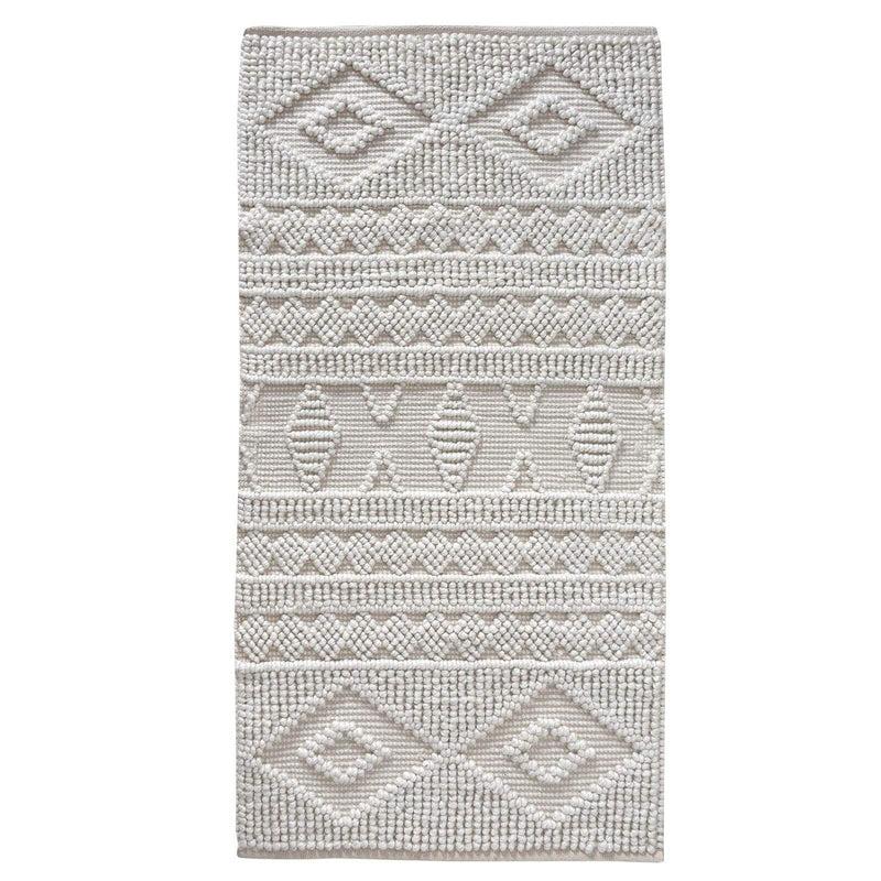 LaLe Living Teppich Doku aus PET Garn in Elfenbeinweiß, 150 x 80 cm