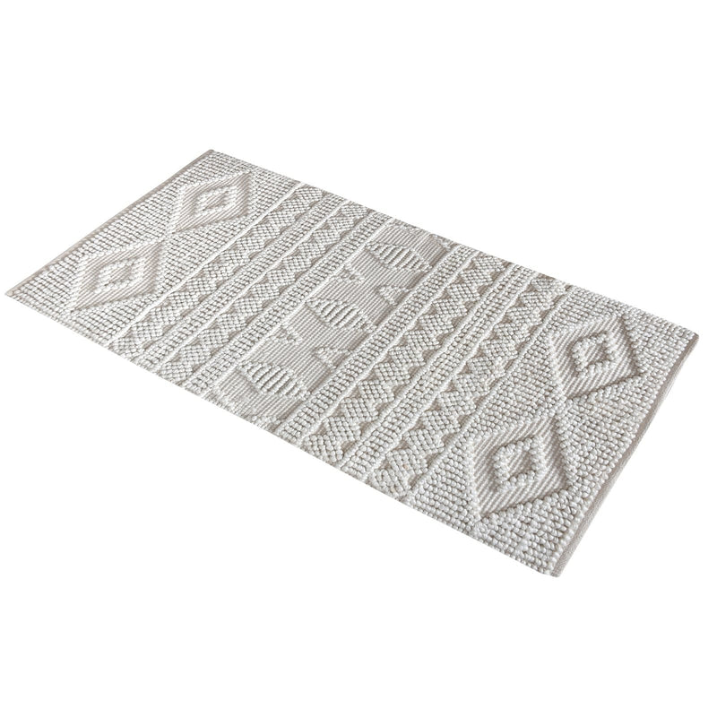 LaLe Living Teppich Doku aus PET Garn in Elfenbeinweiß, 150 x 80 cm im Angebot