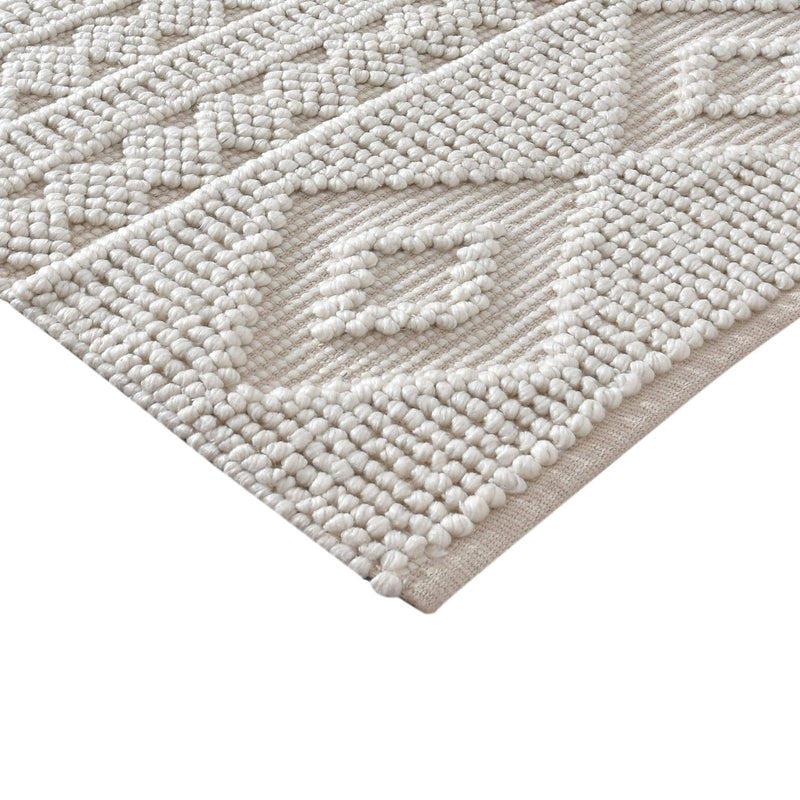 LaLe Living Teppich Doku aus PET Garn in Elfenbeinweiß, 150 x 80 cm im Angebot