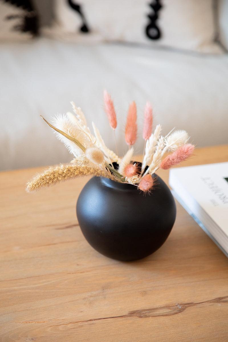 LaLe Living Vase "Soyah" aus Eisen in Schwarz, Ø14,5x13,5cm Fabrikverkauf