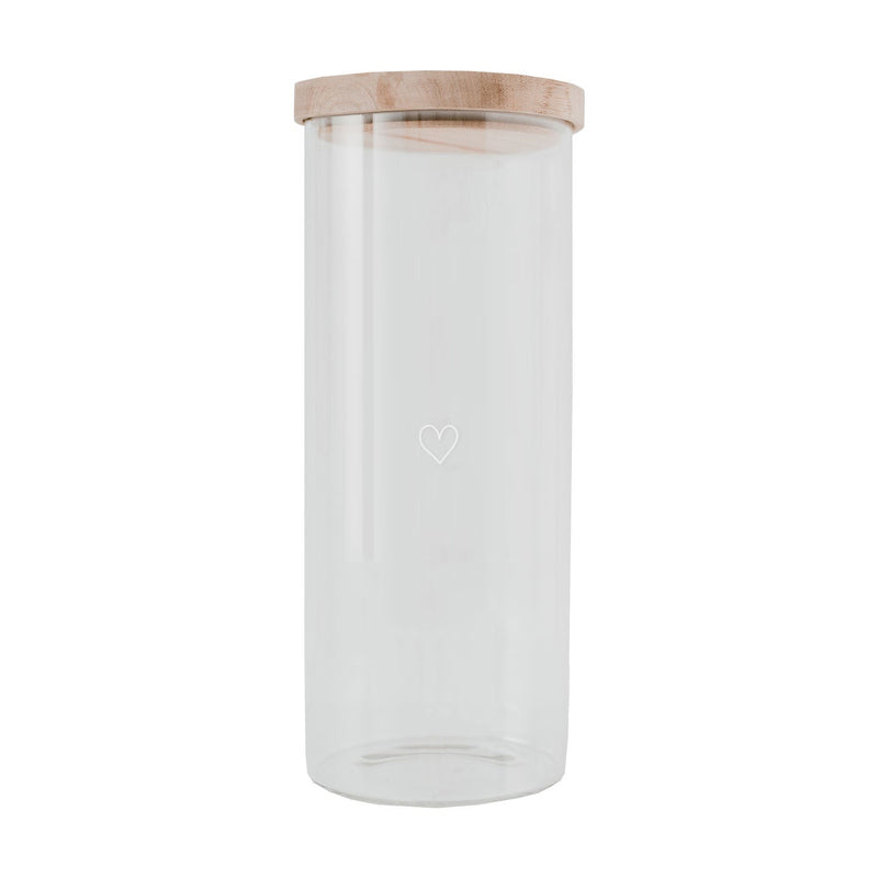 Eulenschnitt Vorratsglas mit Herzaufdruck in Weiß, Ø 11cm