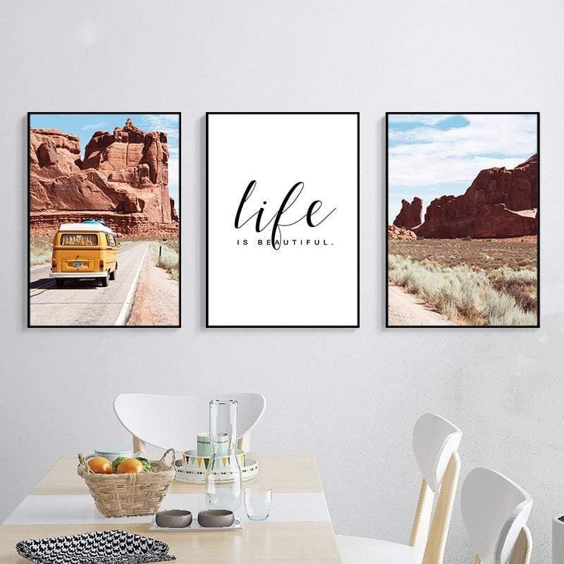 LaLe Living Bild Leinwanddruck mit Schriftzug "life IS BEAUTIFUL" A3 / A4 Online
