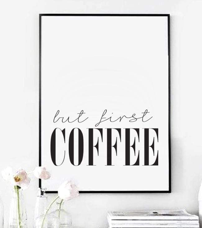 LaLe Living Bild Leinwanddruck mit Schriftzug "But First Coffee" Fabrikverkauf