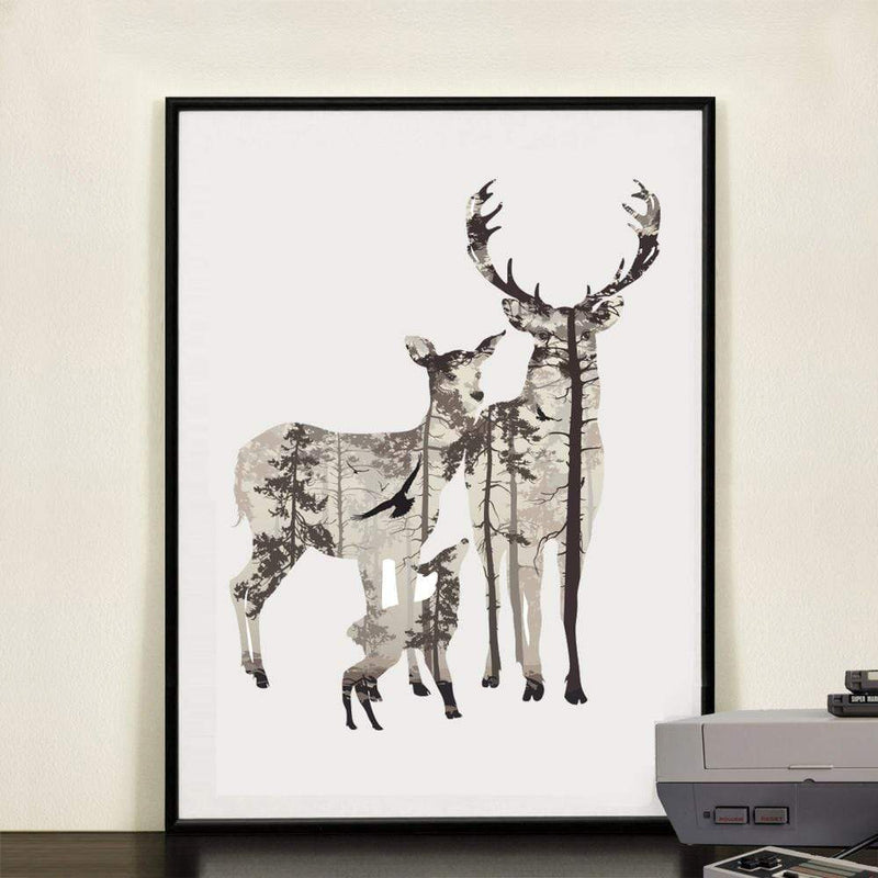 LaLe Living Bild Leinwanddruck Elch Familie A4 21x30cm Günstiger Verkauf
