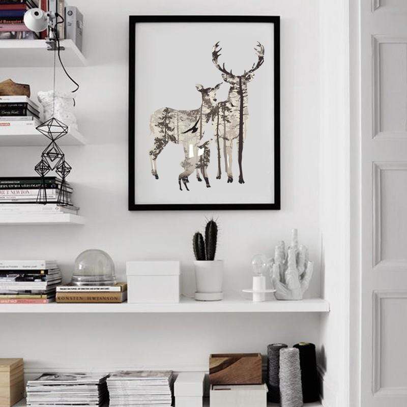 LaLe Living Bild Leinwanddruck Elch Familie A4 21x30cm Günstiger Verkauf