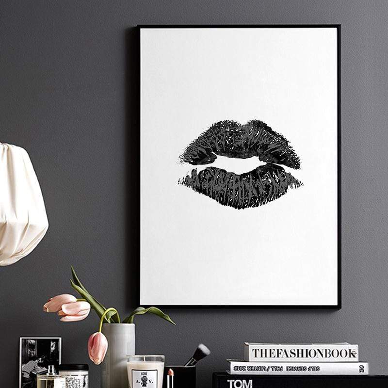 LaLe Living Bild Leinwanddruck mit black lips Motiv in A3 / A4 Blitzverkäufe