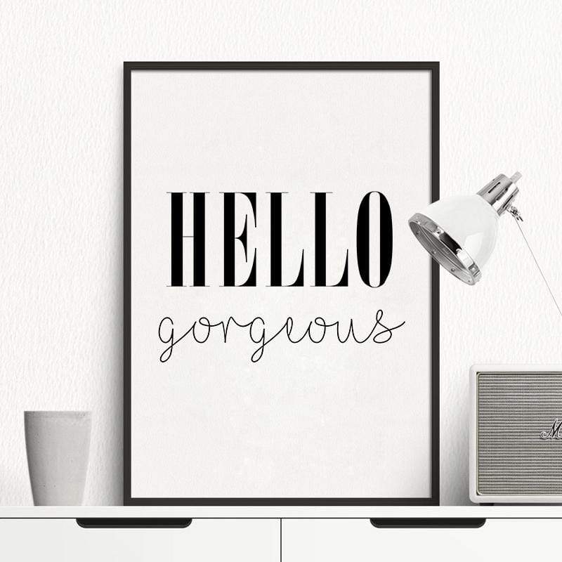 LaLe Living Bild Leinwanddruck mit "HELLO Gorgeous" Schriftzug Blitzverkäufe