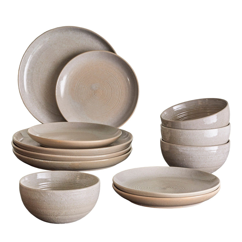 Bloomingville Taupe Geschirr-Set, Grau, Steingut