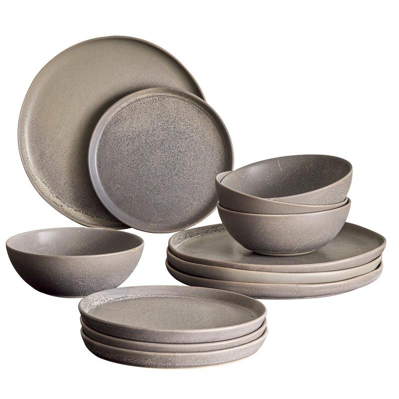 Bloomingville Kendra Geschirr-Set 12-teilig, Grau, Steingut