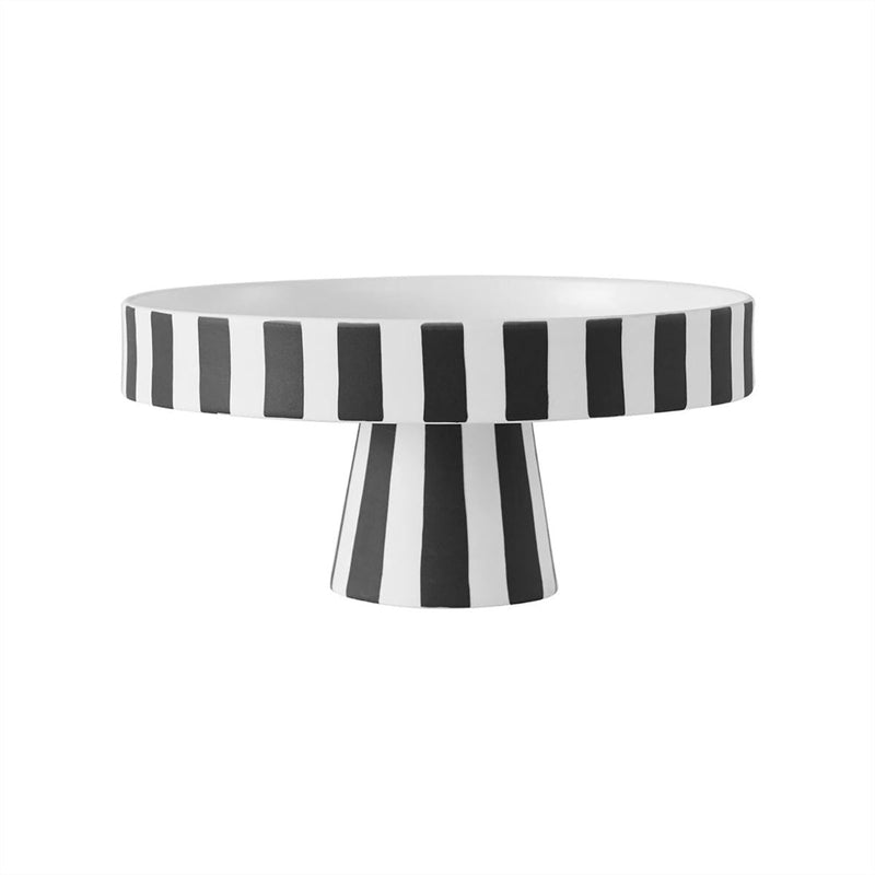 OYOY LIVING Toppu Tray Serviertablett in Schwarz/Weiß Ø20cm