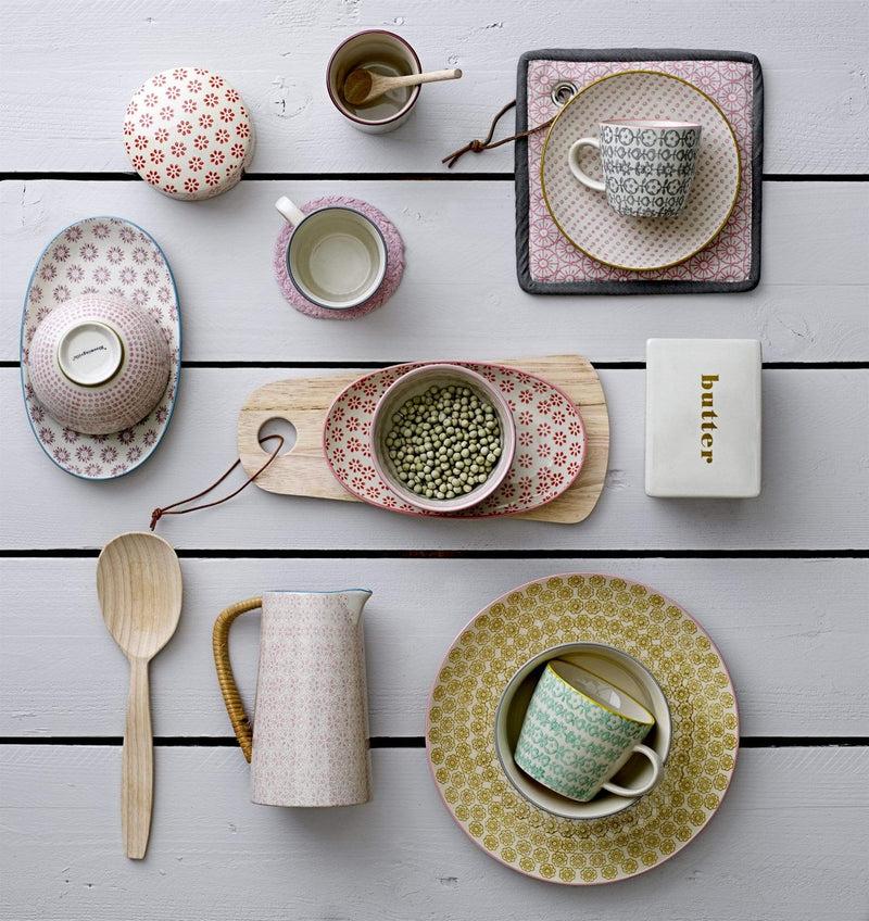 Bloomingville Teller Bunt mit Blumendekor Karine, 4er Set Hotsell