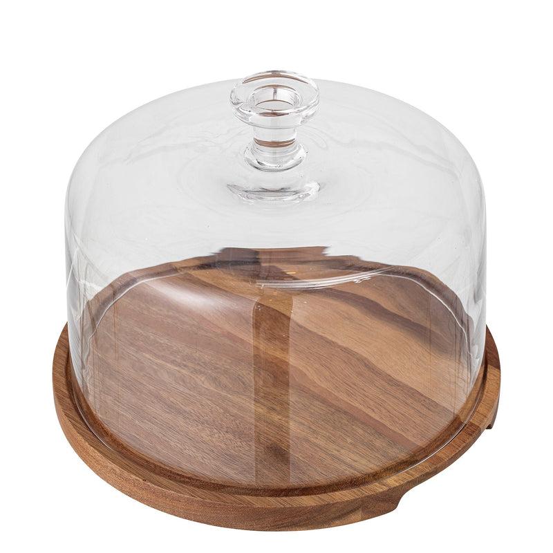 Bloomingville Nici Kuchenteller mit Glocke, Natur, Akazie im Angebot
