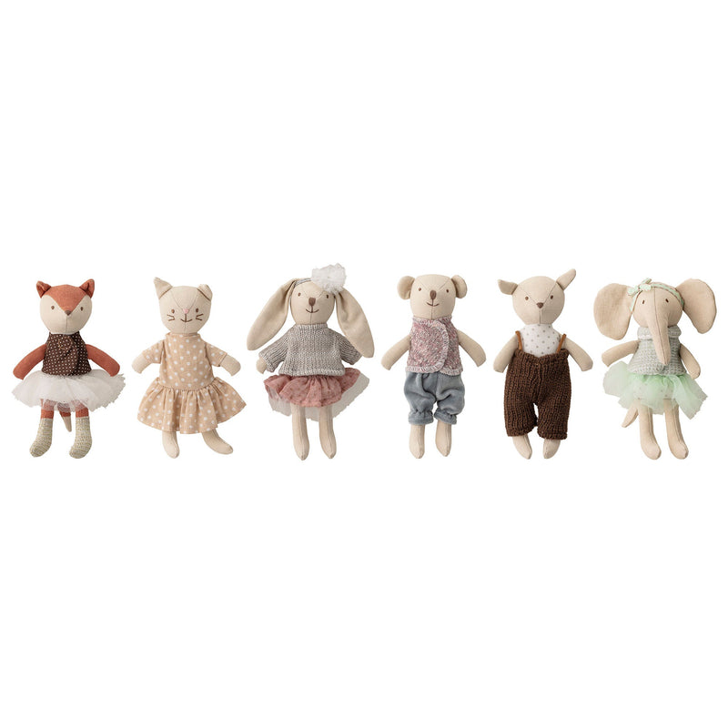 Bloomingville MINI tierische Freunde Puppen, Baumwolle