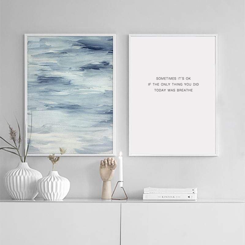 LaLe Living Bild Leinwanddruck mit inspirierendem "it's okay" Schriftzug A4 21x30cm Fabrikverkauf