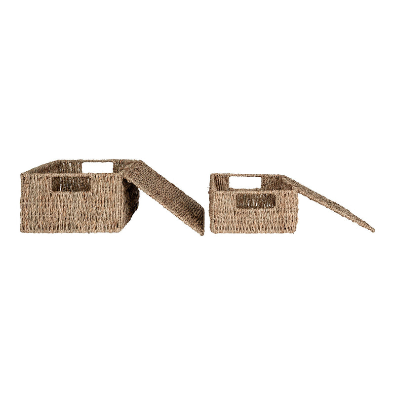 House Nordic Aufbewahrungskörbe 2er Set Venoso mit Deckel aus Seegras VIP-Rabatte