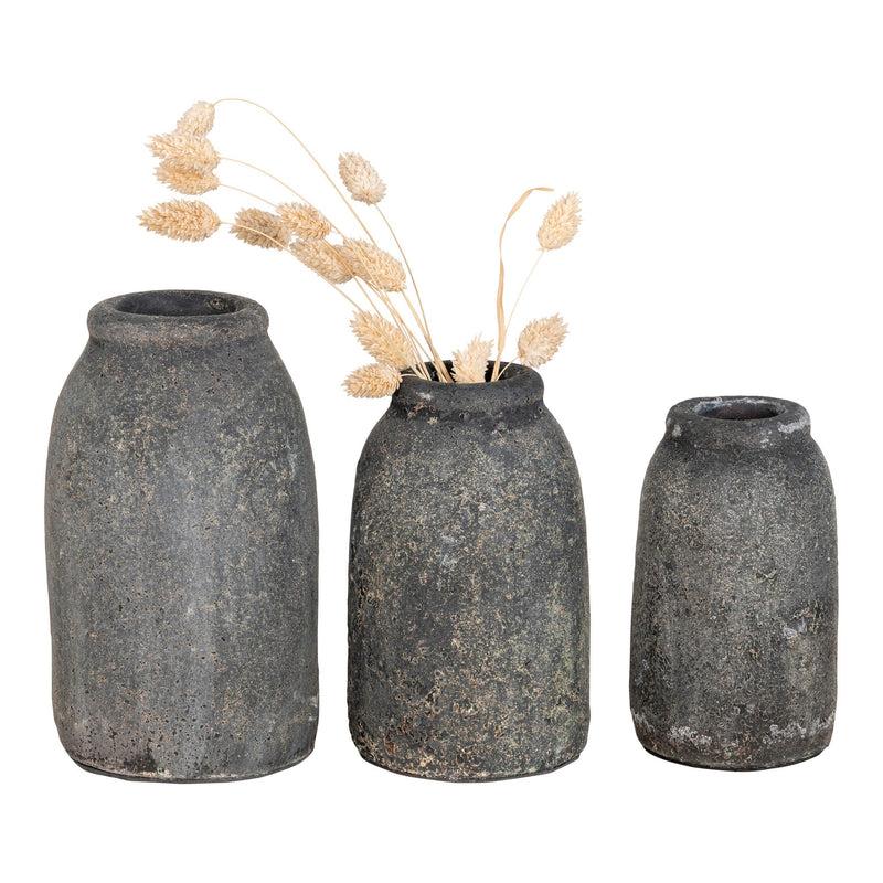 House Nordic Velas Terrakotta Vasen 3er Set in Dunkelgrau