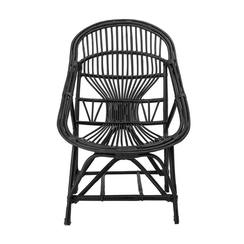 Bloomingville Joline Loungesessel, Schwarz, Rohrstock
