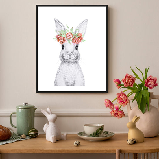 Queen Kerosin Rahmenbild - Grauer Hase mit Ohrenschmuck Online