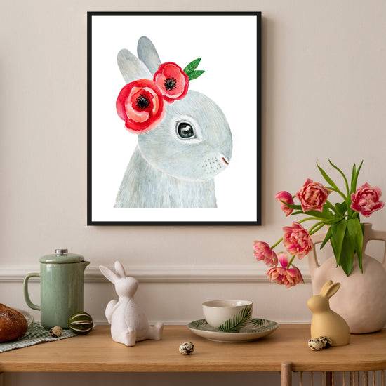 Queen Kerosin Rahmenbild - Hase mit Ohrenschmuck Auslauf