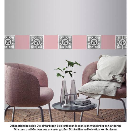Queen Kerosin Stickerfliesen - Color Powder Rose 12er-Set 2025
