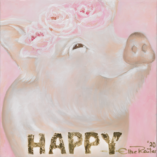 Queen Kerosin Leinwandbild - Schwein HAPPY Flower Wochenangebot