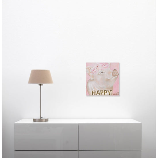 Queen Kerosin Leinwandbild - Schwein HAPPY Flower Wochenangebot