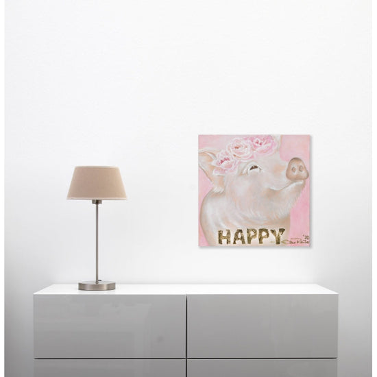 Queen Kerosin Leinwandbild - Schwein HAPPY Flower Wochenangebot