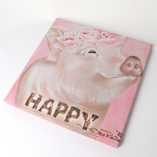 Queen Kerosin Leinwandbild - Schwein HAPPY Flower Wochenangebot