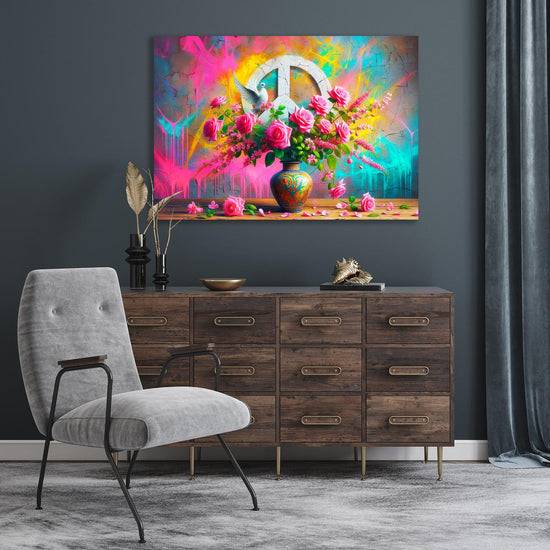 Queen Kerosin Acrylglasbild - Blumen, Farben und Frieden Exklusivangebot