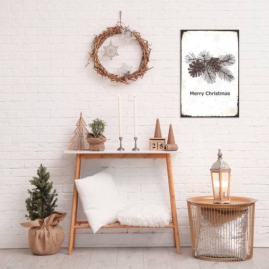 Queen Kerosin Blechschild - Merry Christmas Pinecones Versandkostenfrei