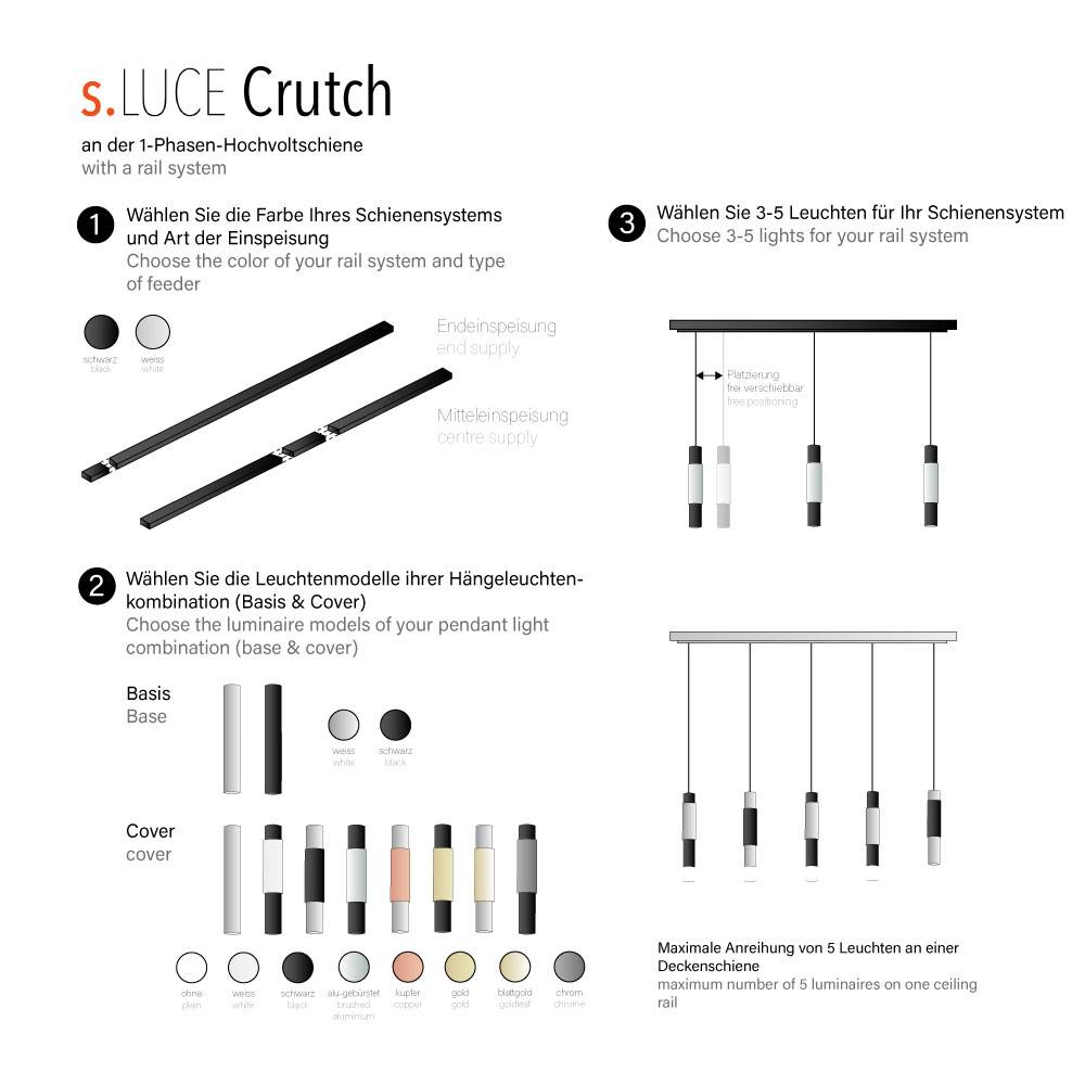 S.Luce s.luce Crutch Hängelampe inkl. 1-Phasen-Schienensystem Schlussverkauf