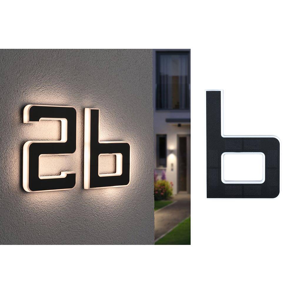 S.Luce Solar LED Hausnummernleuchte Buchstabe B Schwarz
