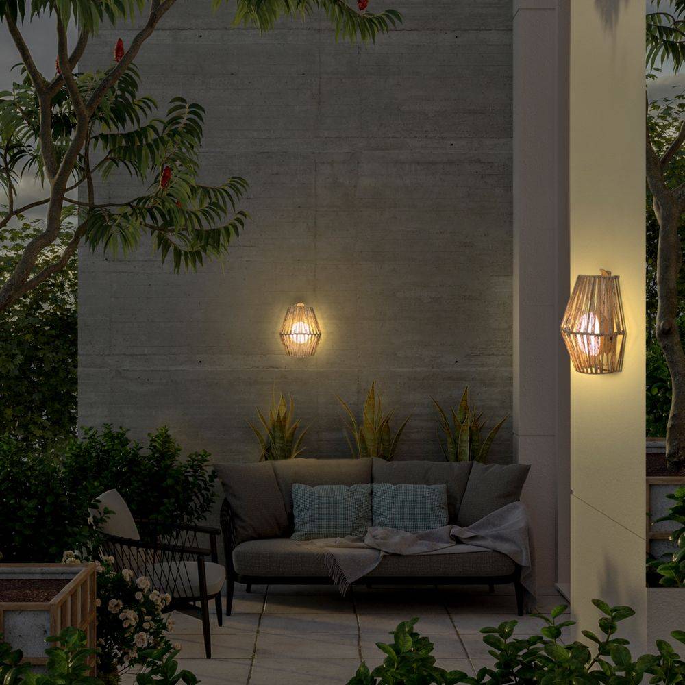 S.Luce Sisine Boho-Style LED Seegras Akku-Außenwandlampe im Angebot
