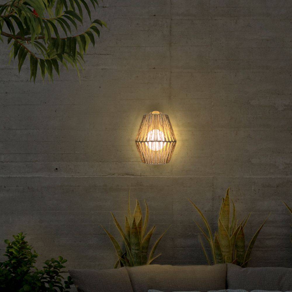 S.Luce Sisine Boho-Style LED Seegras Akku-Außenwandlampe im Angebot