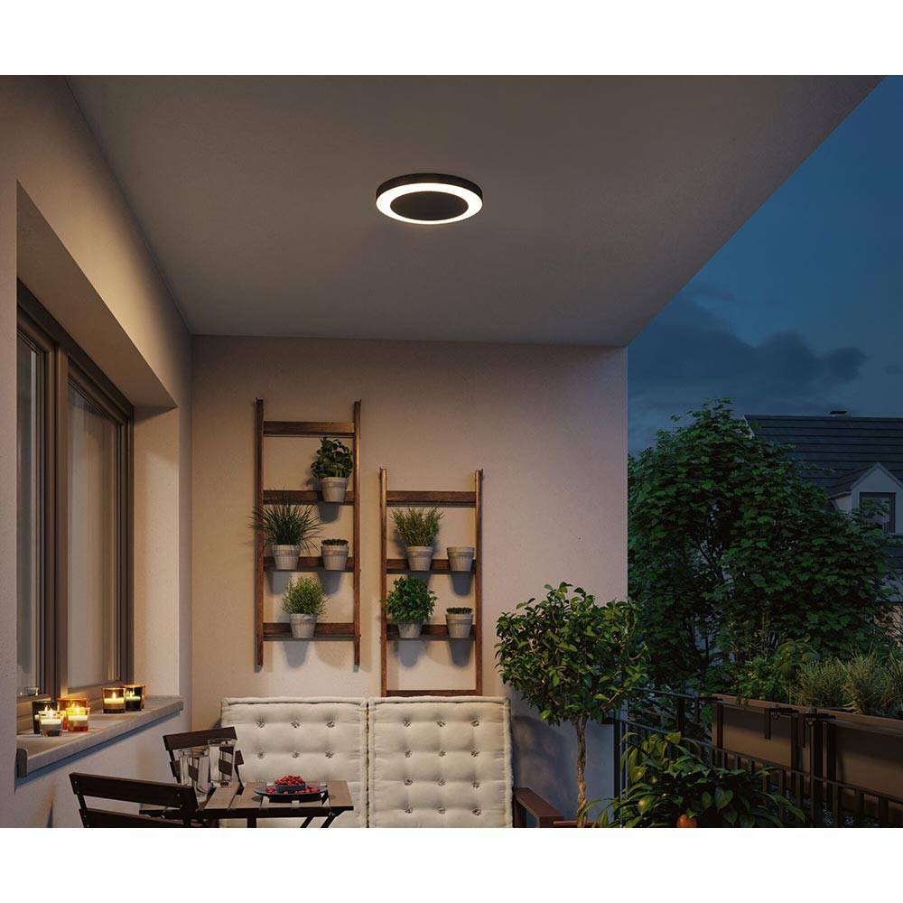 S.Luce Circula LED Außen Deckenleuchte mit Sensor Schwarz Auslauf